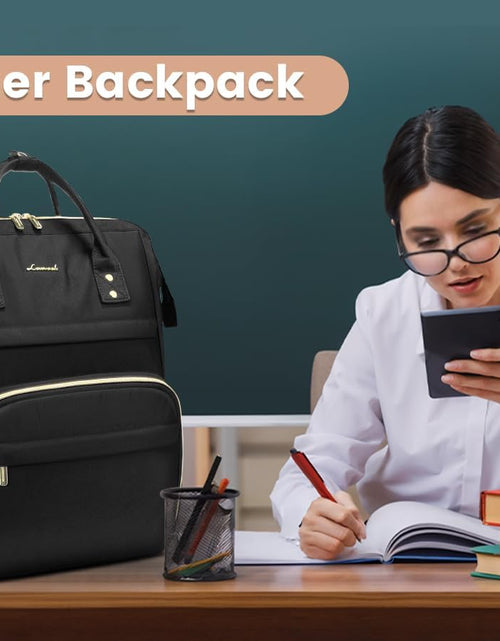 Load image into Gallery viewer, Laptop Backpack Women Teacher Backpack Nurse Bags, 15.6 Inch Womens Work Backpack Purse Waterproof Anti-Theft Travel Back Pack with USB Charging Port (Black)
