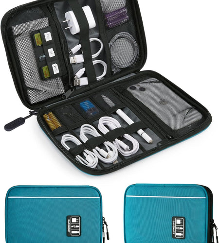 Electronics Organizer Travel Case, Small Travel Cable Organizer Bag for Travel Essentials, Travel Tech Organizer as Travel Accessories, Cord Organizer for Phone, Power Bank SD Card, Blue