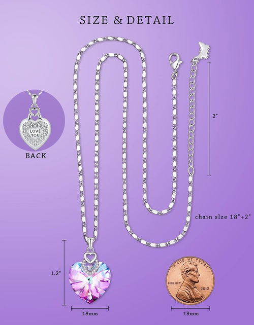 Load image into Gallery viewer, 3 Hearts Crystal Necklace for Women, Pendant Engraved Love You - Christmas Wedding Gifts for Her Anniversary Mother'S Day Valentine’S Day Birthday - in Gift Box
